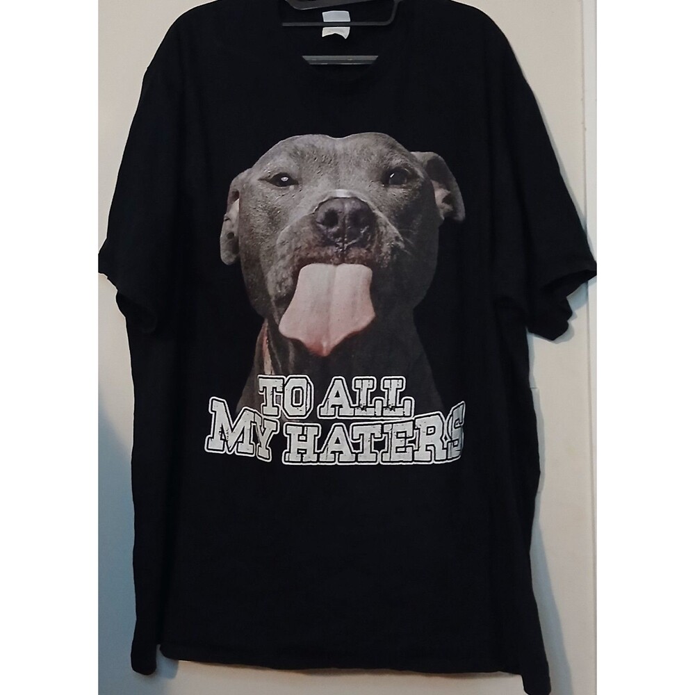 Pit Bull To All My Haters Graphic T Shirt Men's 3XL Black Funny Dog Tee